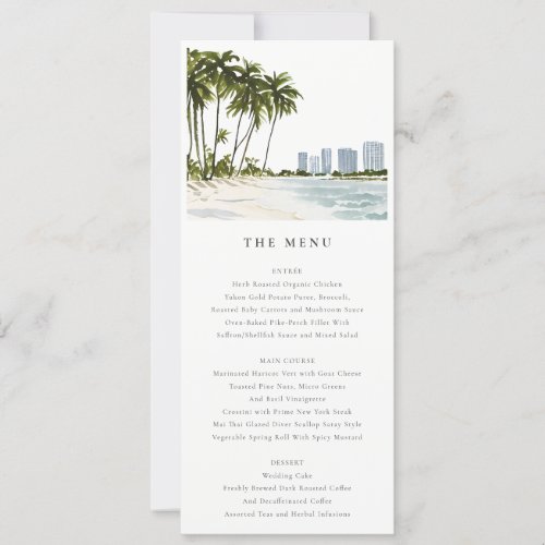 Miami Florida Palm Landscape Wedding Menu Card