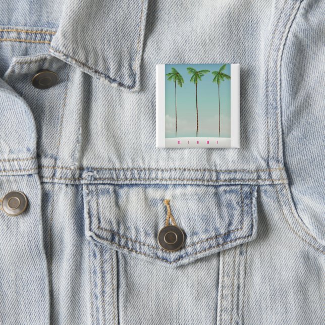 Miami, florida palm travel poster. button (In Situ)