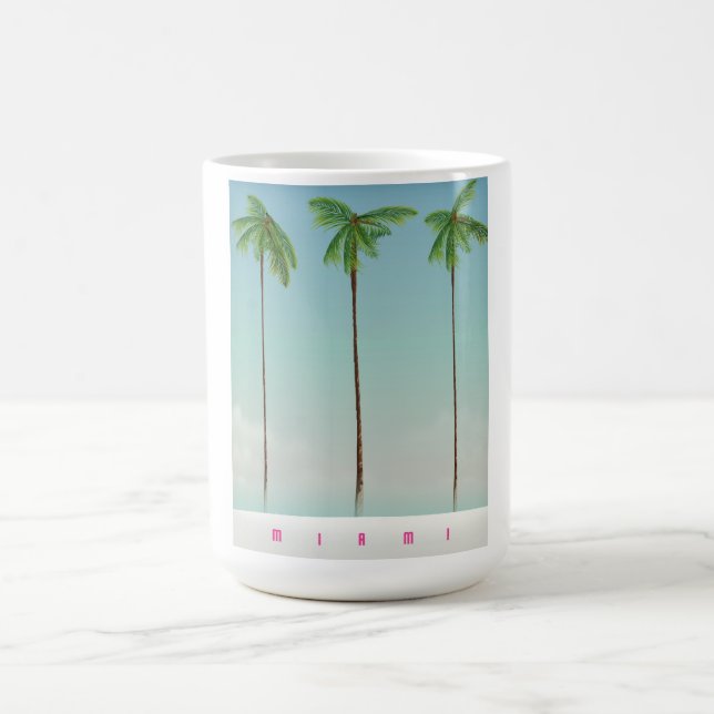 Miami, florida palm travel poster. coffee mug (Center)