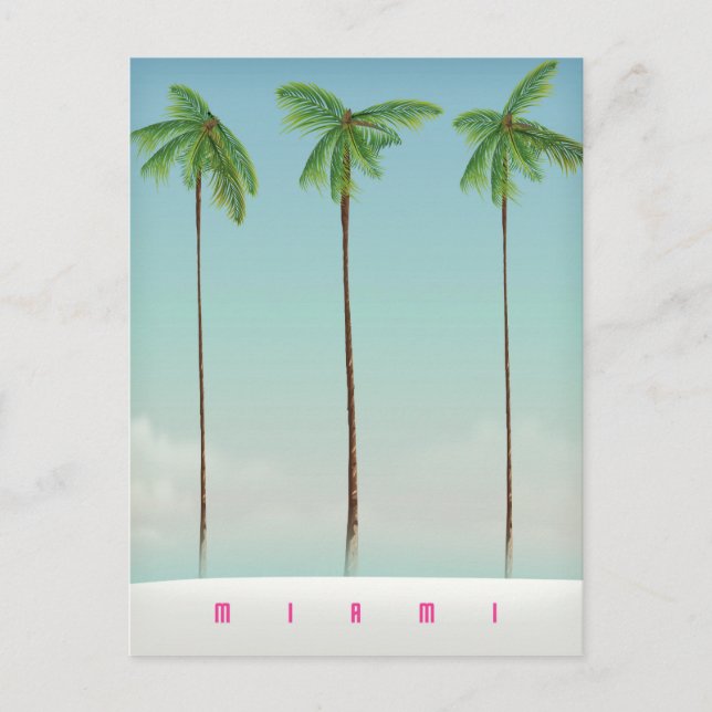Miami, florida palm travel poster. postcard (Front)