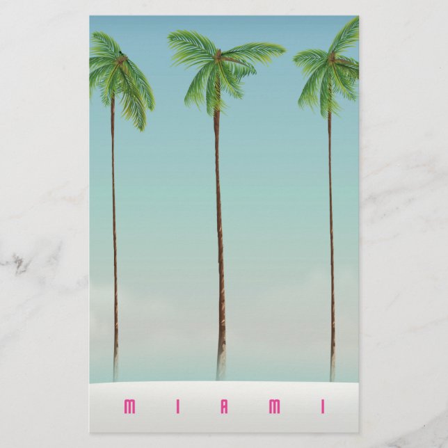 Miami, florida palm travel poster. stationery (Front)
