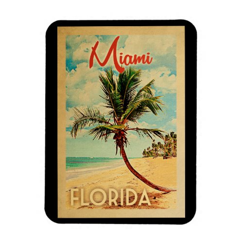 Miami Florida Palm Tree Beach Vintage Travel Magnet