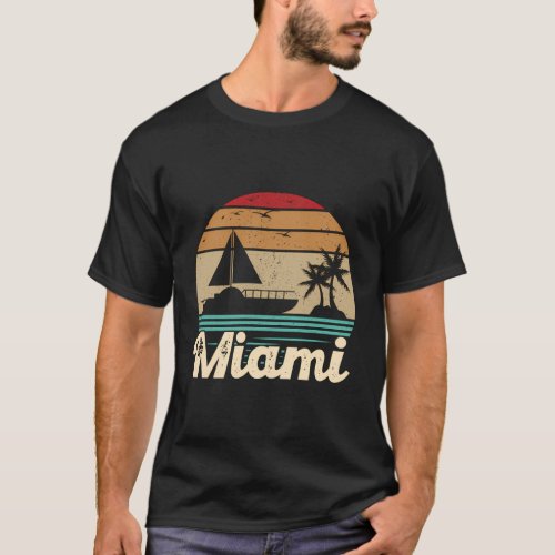 Miami Florida Palm Trees Beach Summer Surf T_Shirt