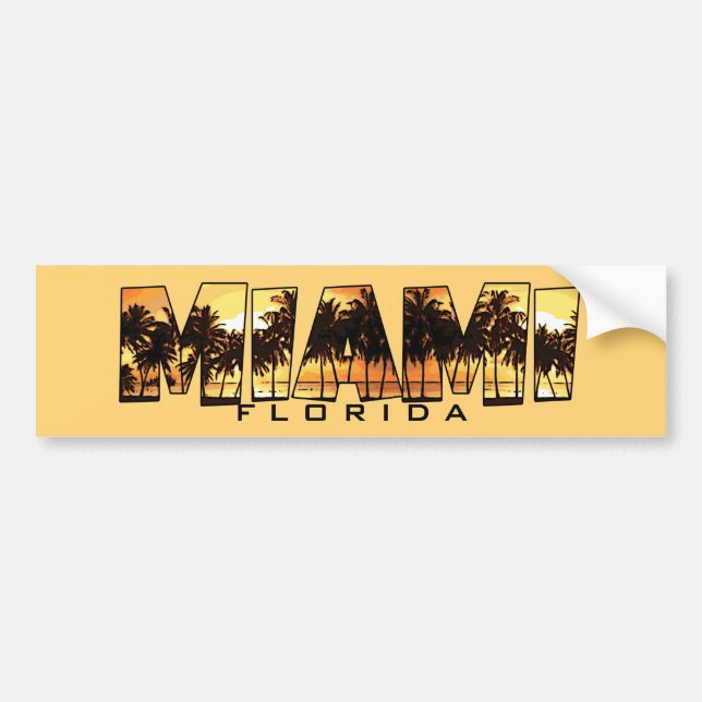 Miami Florida palm trees bumper sticker (Front)