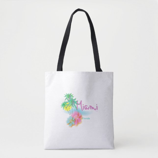 Miami, Florida, Palms, Flowers, Cool Tote Bag (Front)