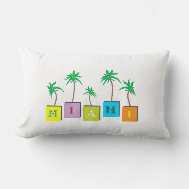 Miami Florida Palms Lumbar Pillow (Front)