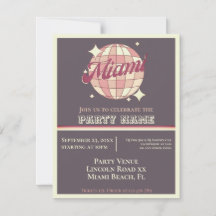 Miami Florida party themed celebration Invitatio