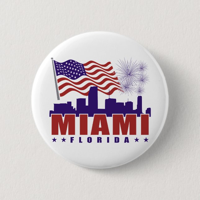 Miami Florida Patriotic Button (Front)
