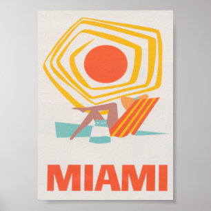 Miami Florida Retro Vintage Travel Poster