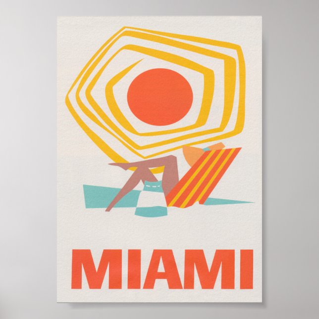 Miami Florida Retro Vintage Travel Poster (Front)
