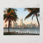 Miami Florida Skyline And Harbor At Night- Usa Postcard at Zazzle