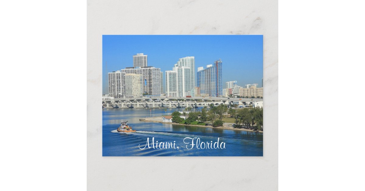 Miami Beach Skyline at Night Miami Florida Postcard 