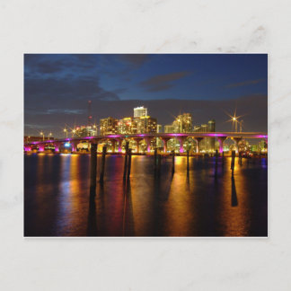 Miami Florida Skyline at night Postcard