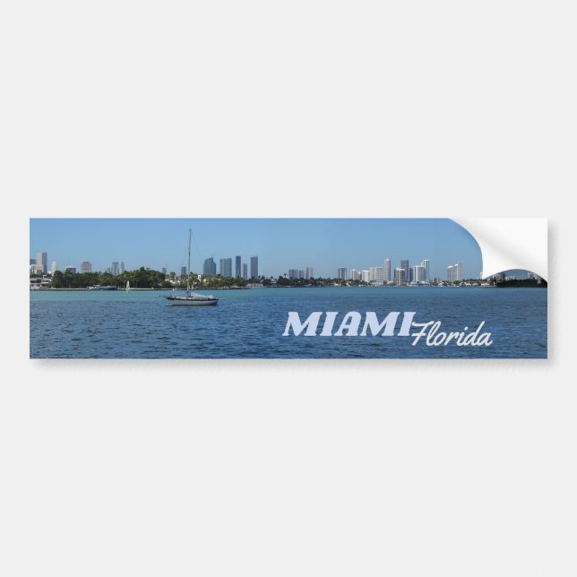 Miami, Florida Skyline Bumper Sticker (Front)