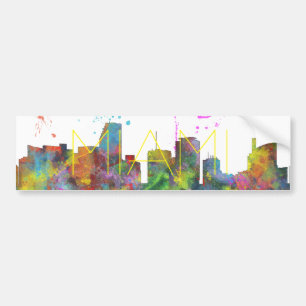 MIAMI FLORIDA SKYLINE BUMPER STICKER