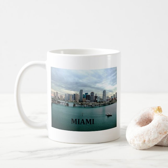 Miami Florida Skyline Coffee Mug (With Donut)
