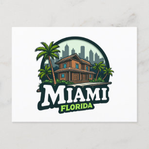 Miami Florida Skyline Holiday Postcard
