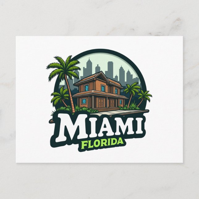 Miami  Florida Skyline  Holiday Postcard (Front)