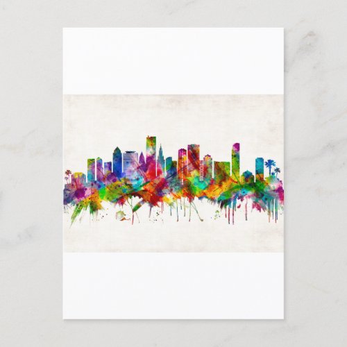 Miami Florida Skyline Holiday Postcard