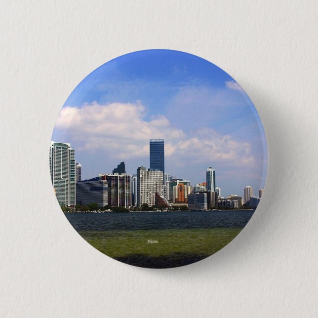 Miami Florida skyline Pinback Button (Front)