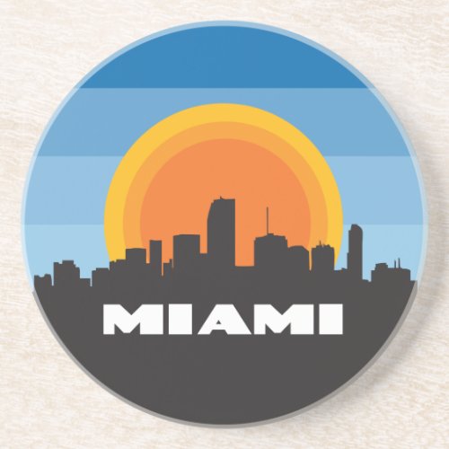 Miami Florida Skyline Retro Style Keychain Classic Coaster