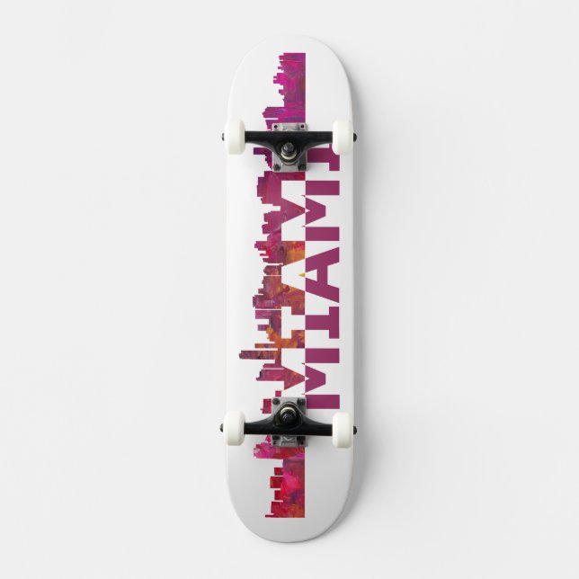 Miami Florida Skyline Skateboard (Front)