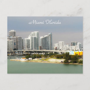 Miami Florida, Skyline, Tall buildings, Bridge Postcard