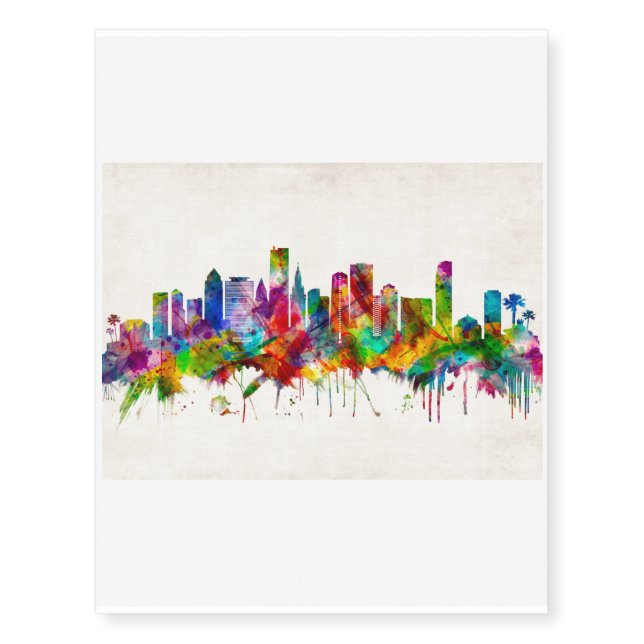 Miami Florida Skyline Temporary Tattoos (Front)