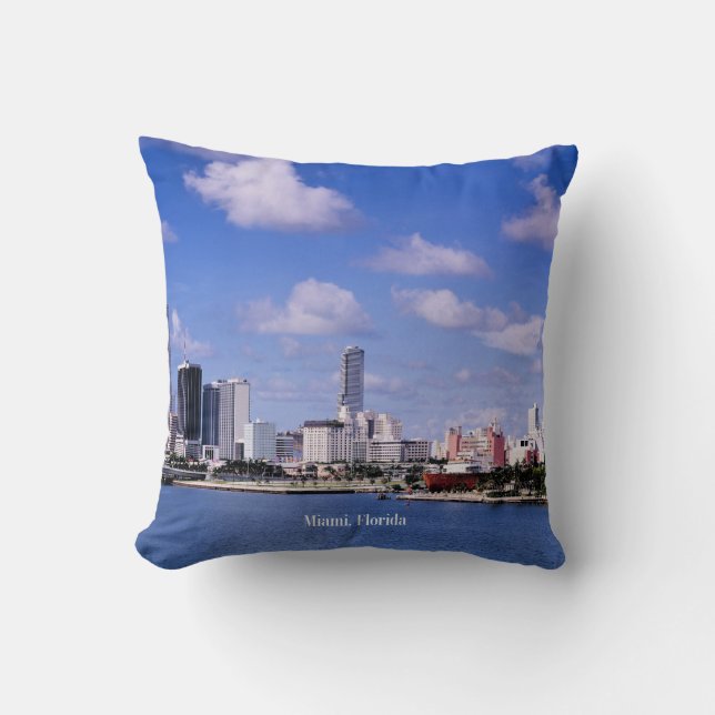 Miami, Florida Skyline Throw Pillow (Front)