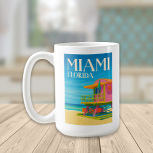 Miami Florida South Beach Life Guard Art Deco Coffee Mug