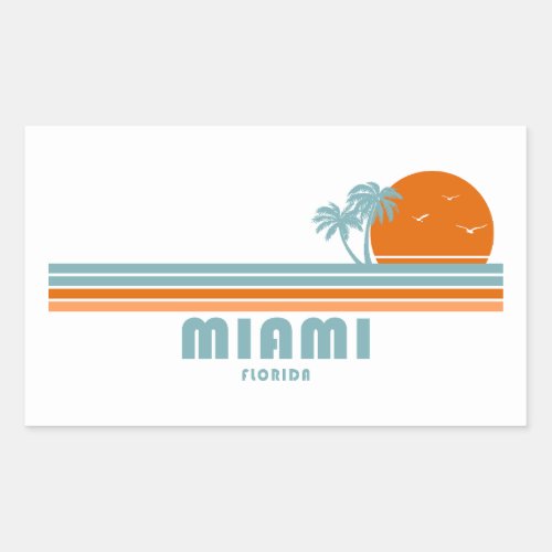 Miami Florida Sun Palm Trees Rectangular Sticker