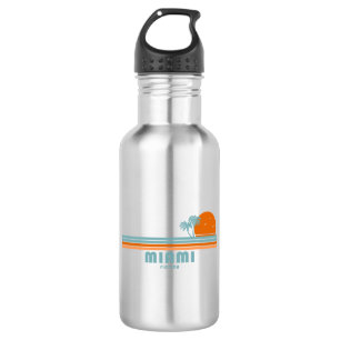 Miami Florida Sun Palm Trees Stainless Steel Water Bottle