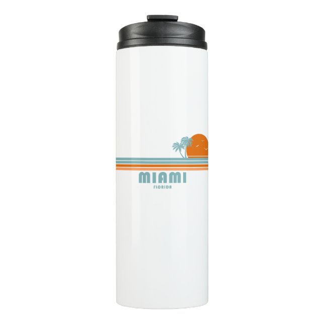 Miami Florida Sun Palm Trees Thermal Tumbler (Front)