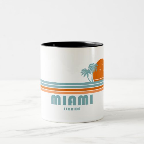 Miami Florida Sun Palm Trees Two_Tone Coffee Mug