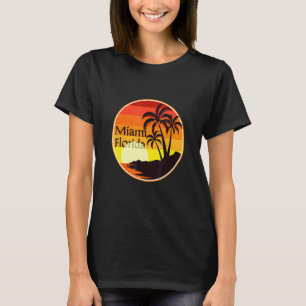 Miami Florida Sunset, Palm Trees, Beach, Tourist,  T-Shirt