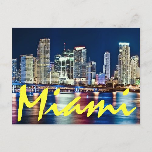 Miami Florida The Magic City at night Postcard
