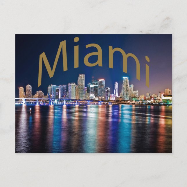 Miami, Florida, The Magic City at night. Postcard (Front)