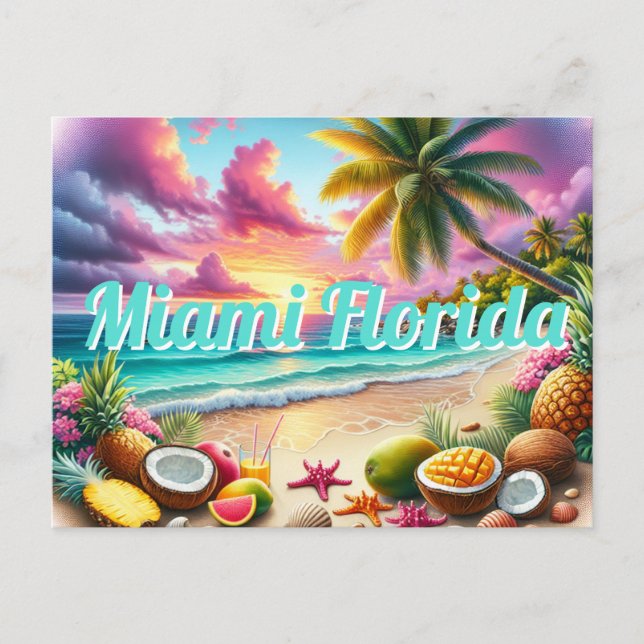 Miami Florida tropical postcard (Front)