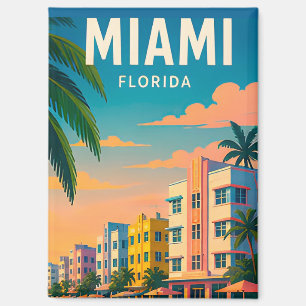 Miami Florida Tropical Waterfront Skyline Magnet