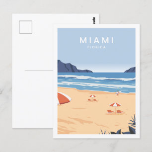 Miami Florida USA Famous Travel Place Illustration Postcard