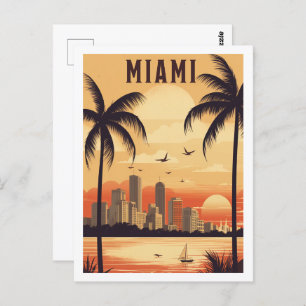 Miami Florida USA Famous Vintage Travel Place Postcard