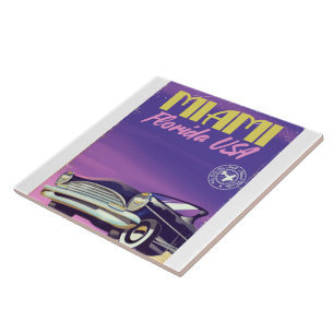 Miami Florida USA vintage poster Ceramic Tile
