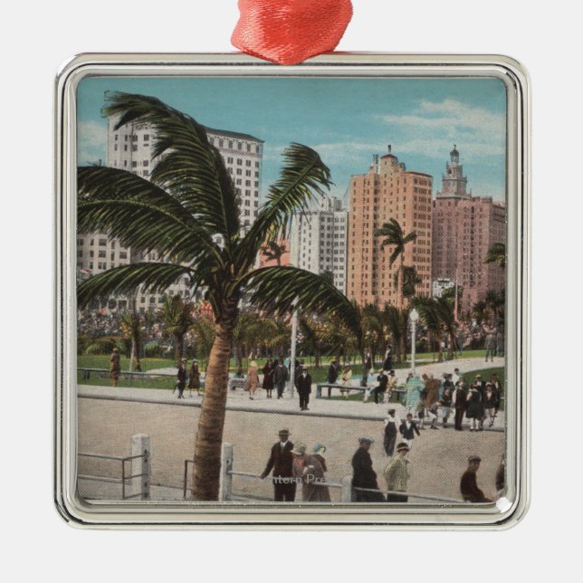 Miami, Florida - View of Bayfront Park & Hotels Metal Ornament (Front)