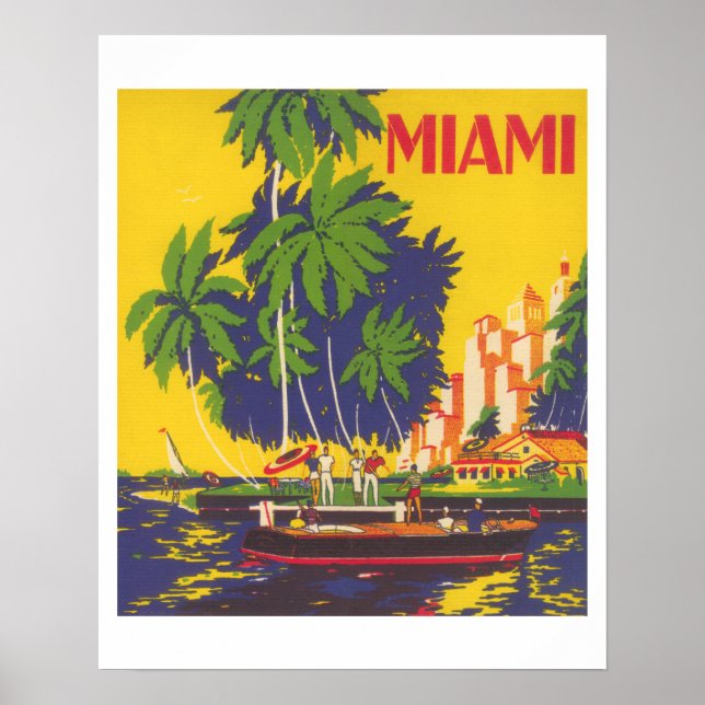 Miami Florida vintage 1930s tourism Poster (Front)