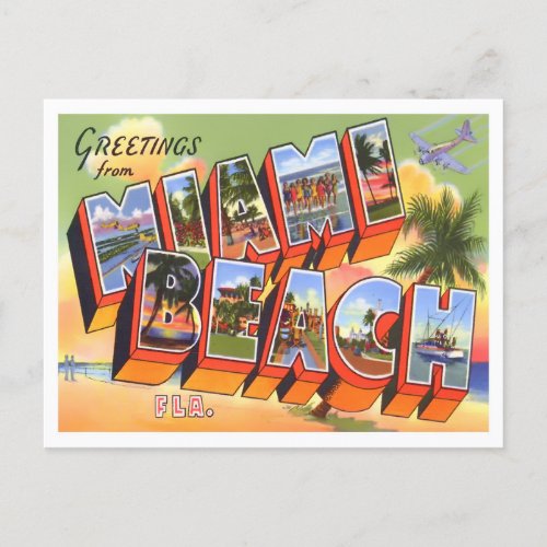 Miami Florida Vintage Big Letters Postcard