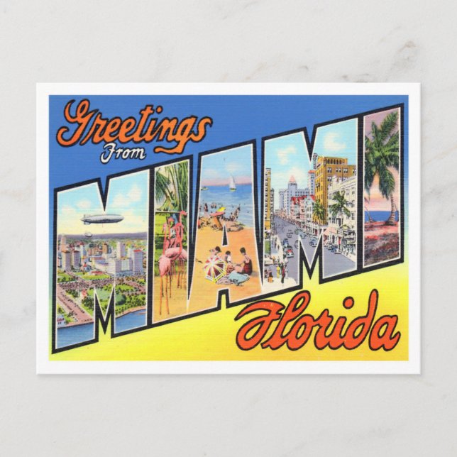 Miami, Florida Vintage Big Letters Postcard (Front)