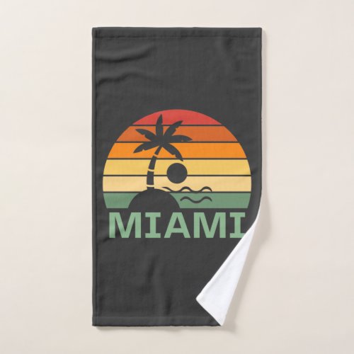 Miami Florida Vintage Palm Trees Summer Beach Hand Towel