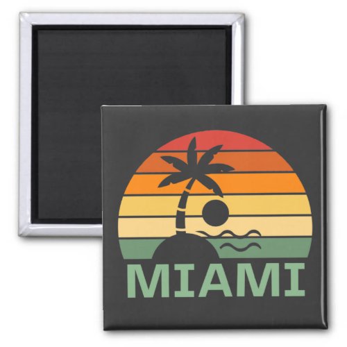 Miami Florida Vintage Palm Trees Summer Beach Magnet