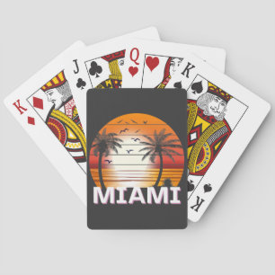 Miami Florida Vintage Palm Trees Summer Beach Poker Cards