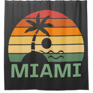 Miami Florida Vintage Palm Trees Summer Beach Shower Curtain